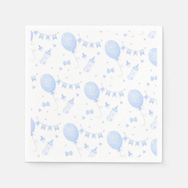 Serviette En Papier Papier Baby shower garçon Napkin avec ballons (Devant)