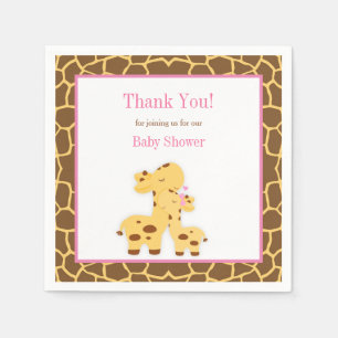 Serviette En Papier Papier Baby shower Giraffe rose fille