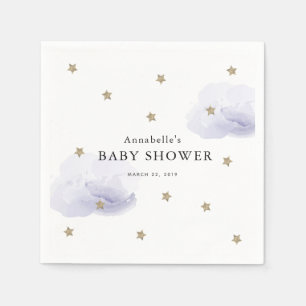 Serviette En Papier Papier Baby shower Gold Stars & Lavender Clouds
