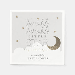 Serviette En Papier Papier Baby shower gris minuscule étoile