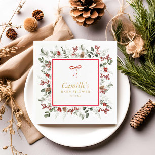 Serviette En Papier Papier Baby shower hiver verdoyant