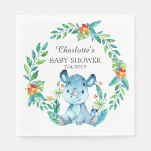 Serviette En Papier Papier Baby shower Jungle Rhino