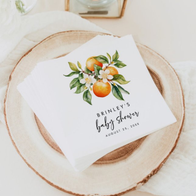 Serviette En Papier Papier Baby shower Little Cutie Napkins Orange (Créateur téléchargé)