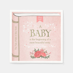 Serviette En Papier Papier Baby shower livre de conte Napkin rose fill