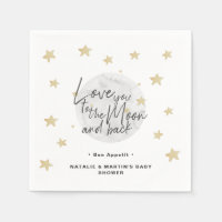 Papier Baby shower neutre à la lune et au dos