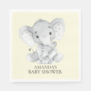 Serviette En Papier Papier Baby shower neutre éléphant