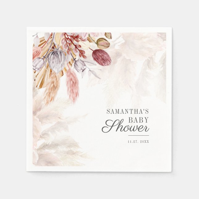 Serviette En Papier Papier baby shower Pampas Grass Tan Terracotta (Devant)