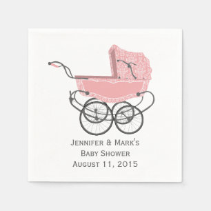 Serviette En Papier Papier Baby shower Pink Pram personnalisé serviett