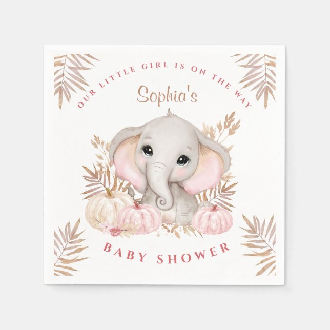 Serviette En Papier Papier Baby shower pour fille automnale (Devant)