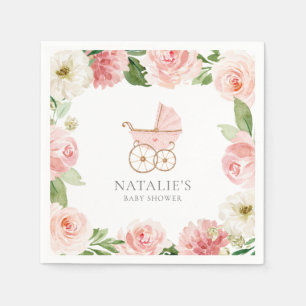 Serviette En Papier Papier Baby shower rose floral fille