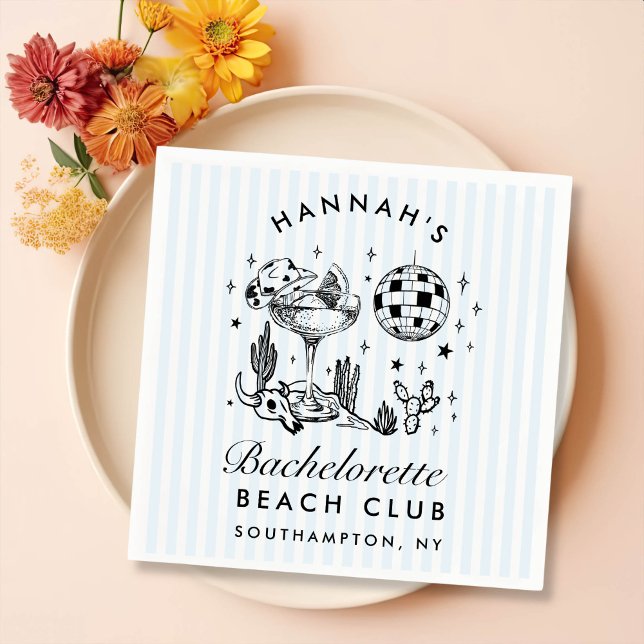 Serviette En Papier Papier Bachelorette Bleu rétro Ouest (Créateur téléchargé)