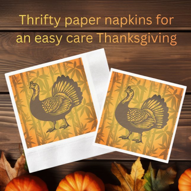 Serviette En Papier Papier bambou de Thanksgiving pour dinde tropicale (Turkey in the bamboo ready for a tropical Thanksgiving!)
