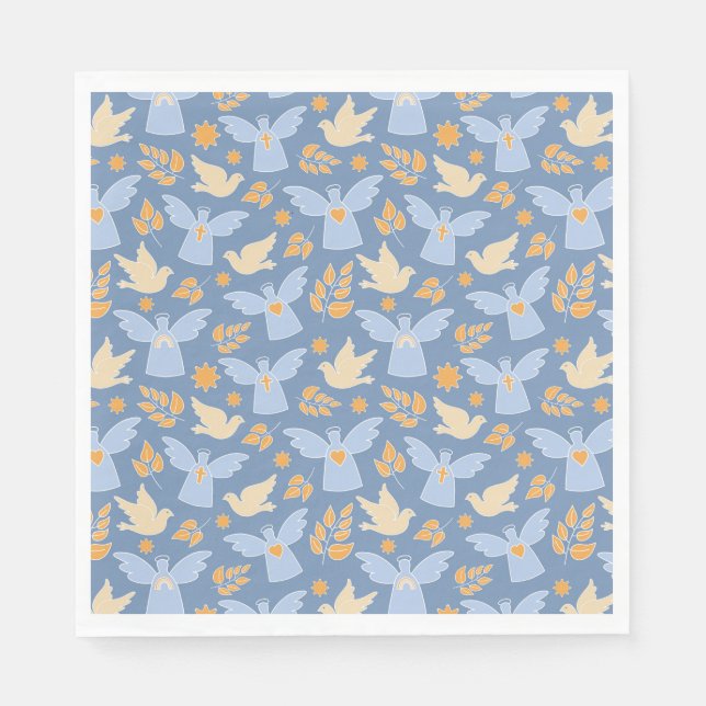 Serviette En Papier Papier Baptism Dove and Angel (Devant)