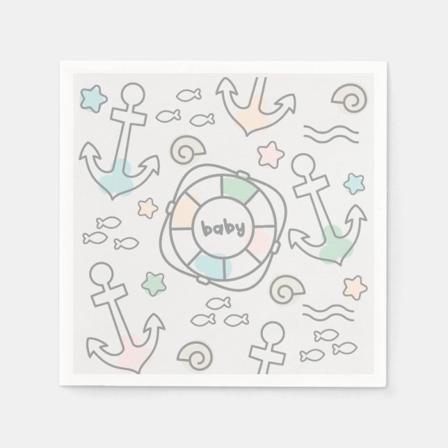 Serviette En Papier Papier bébé Ahoy (Devant)