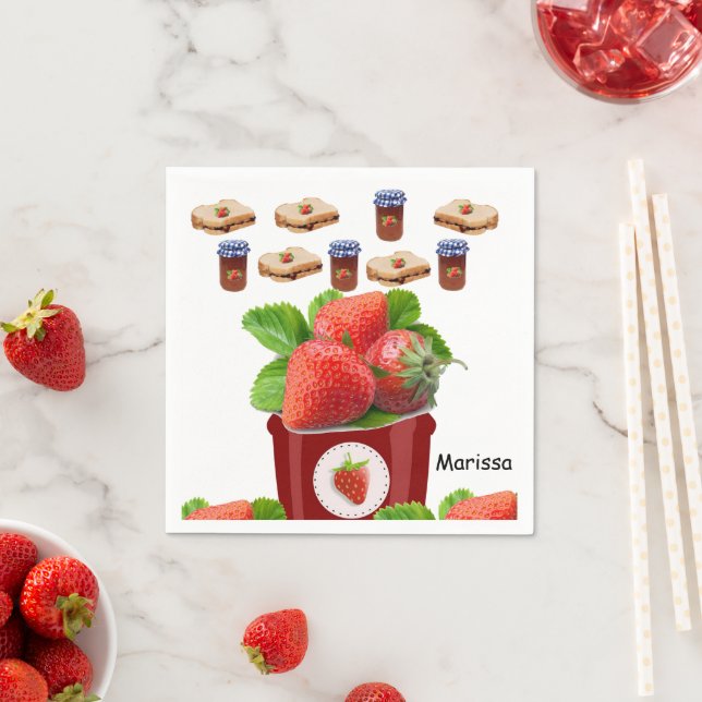 Serviette En Papier Papier, Beurre d'arachide à la confiture de fraise (En situation)