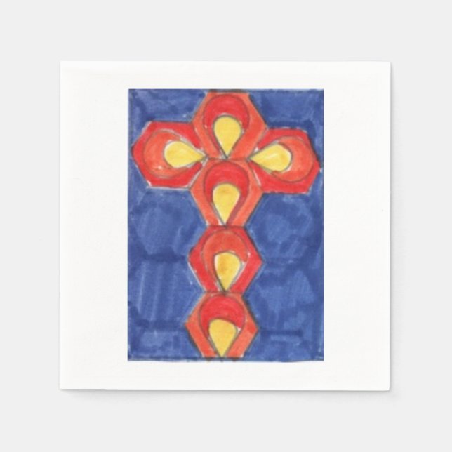 Serviette En Papier Papier blanc Cross Motif (Devant)