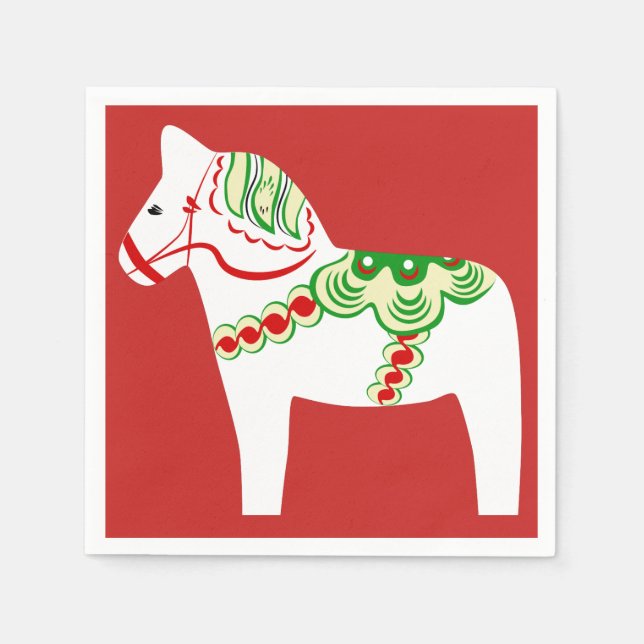 Serviette En Papier Papier blanc Dala Horse (Devant)