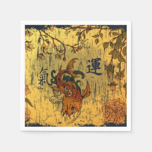 Serviette En Papier Papier blanc japonais Koi serviettes, arêtes stand