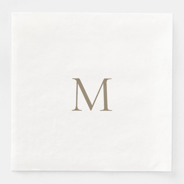 Serviette En Papier Papier blanc Monogramme or simple Napkin (Devant)