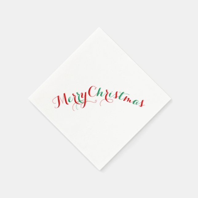 Serviette En Papier Papier blanc rouge Joyeux de Noël (Coin)
