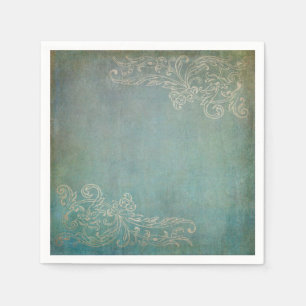 Serviette En Papier Papier bleu antique et dentelle Napkin