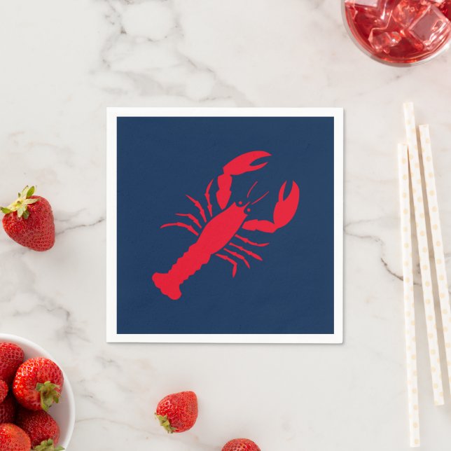 Serviette En Papier Papier bleu blanc rouge de homard marine (En situation)