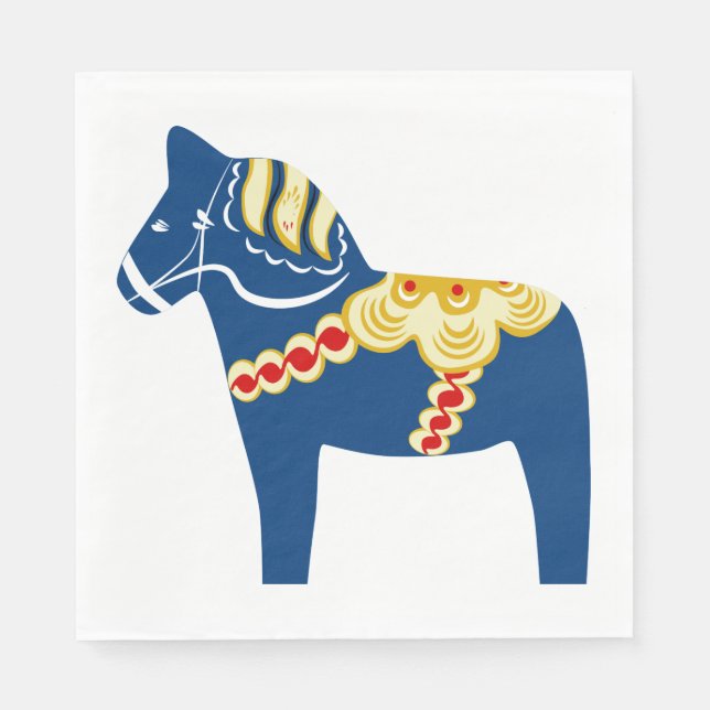 Serviette En Papier Papier bleu Dala Horse (Devant)