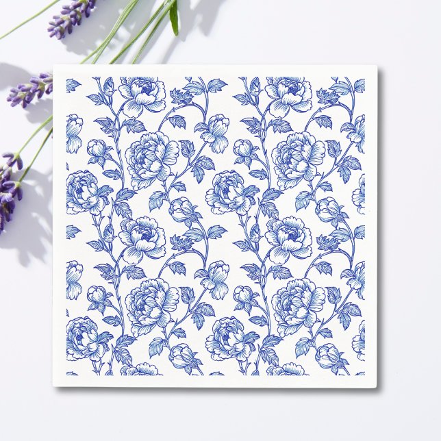Serviette En Papier Papier bleu et blanc de style chinois (Créateur téléchargé)