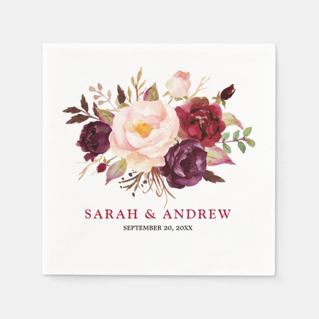 Serviette En Papier Papier Boho Russe Rouge Bourgogne (Devant)