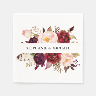 Serviette En Papier Papier Boho Russe Rouge Bourgogne