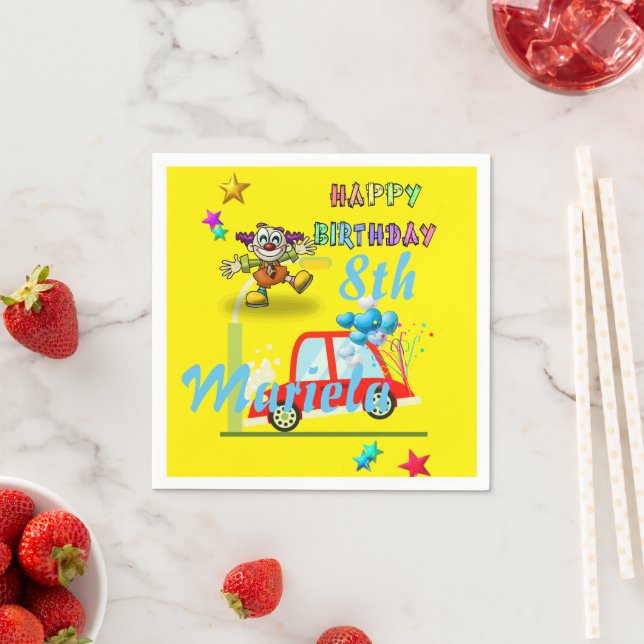 Serviette En Papier Papier, Bonne Voiture Clown Anniversaire (En situation)