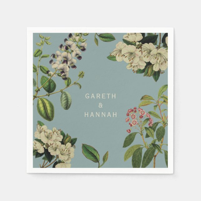 SERVIETTE EN PAPIER PAPIER BOTANIQUE NAPKIN-DUCK EGG BLEU (Devant)