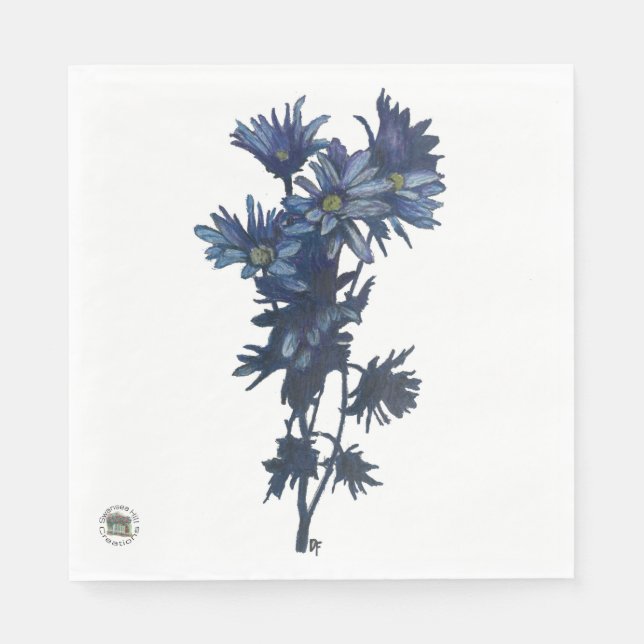 Serviette En Papier Papier Bouquet bleu Napkin (Devant)