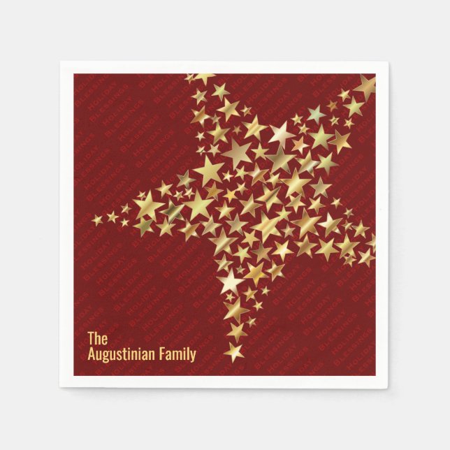 Serviette En Papier Papier BURGUNDY Gold Stars personnalisé (Devant)