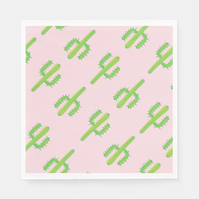 Serviette En Papier Papier Cactus vert mignon rose serviettes (Devant)