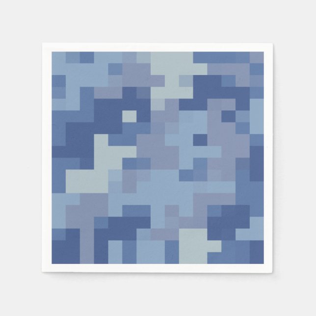 Serviette En Papier Papier camouflage numérique bleu serviettes (Devant)