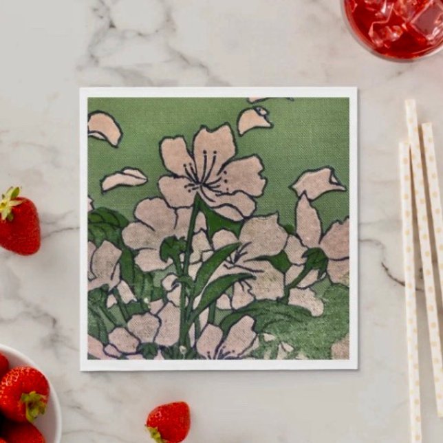 Serviette En Papier Papier Cascade en fleurs roses Napkin (Créateur téléchargé)