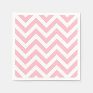 Serviette En Papier Papier Chevron Grille Rose et Blanc Grande Taille