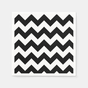 Serviette En Papier Papier Chevron noir et blanc