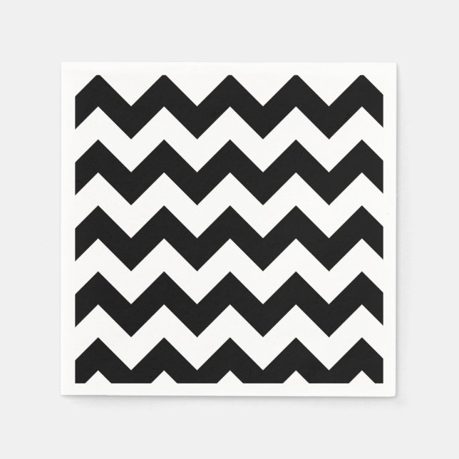 Serviette En Papier Papier Chevron noir et blanc (Devant)