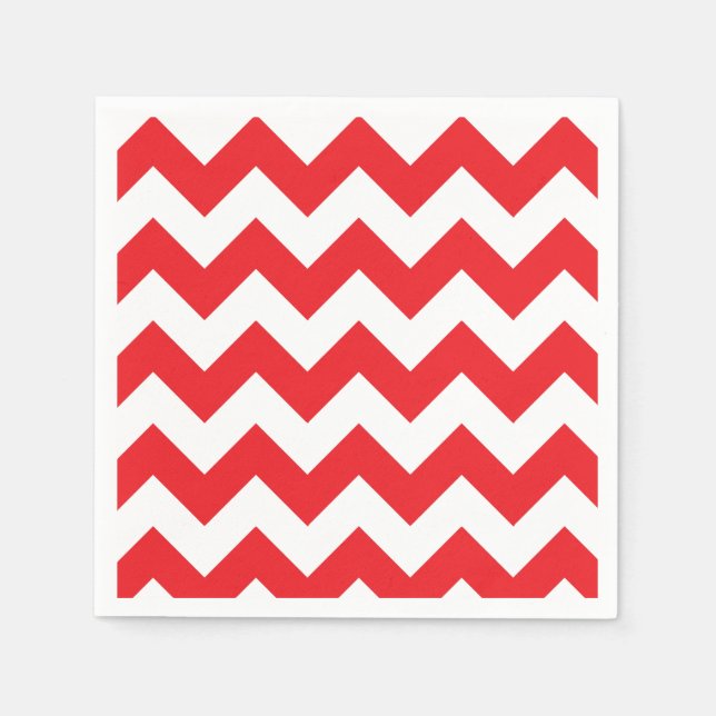 Serviette En Papier Papier Chevron rouge et blanc Napkin (Devant)