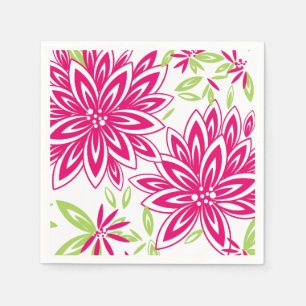 SERVIETTE EN PAPIER PAPIER CHIC NAPKIN_LOVELY PINK/GREEN CHAUD FLORAL