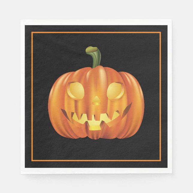 Serviette En Papier Papier Citrouille Halloween (Devant)