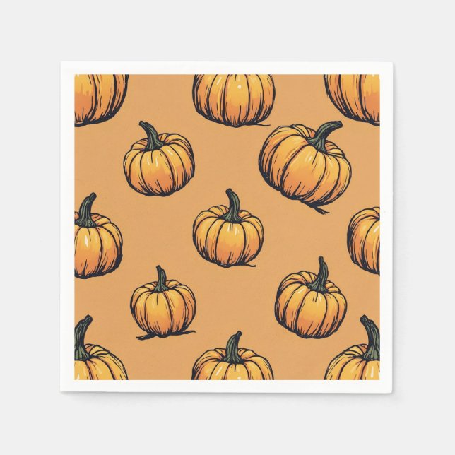 Serviette En Papier Papier Citrouille Halloween (Devant)