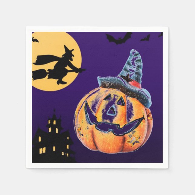 Serviette En Papier Papier Citrouille Halloween Napkin (Devant)