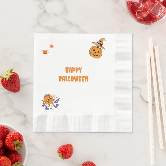 Serviette En Papier Papier Citrouille Halloween Partie Napkin (En situation)