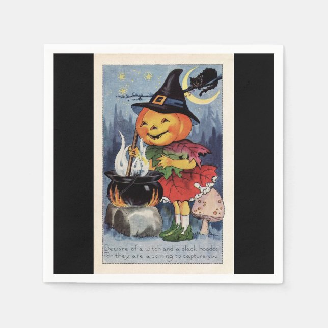 Serviette En Papier Papier Citrouille Halloween vintage Napkin (Devant)
