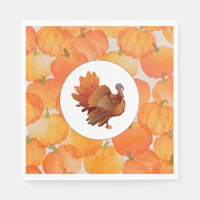 Serviette En Papier Papier Citrouille Thanksgiving Napkin (Devant)