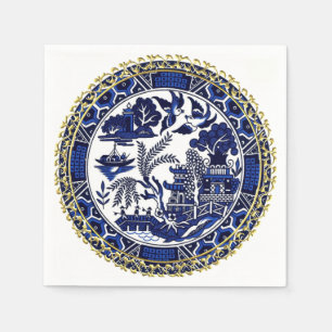 Serviette En Papier Papier classique bleu saule design serviettes