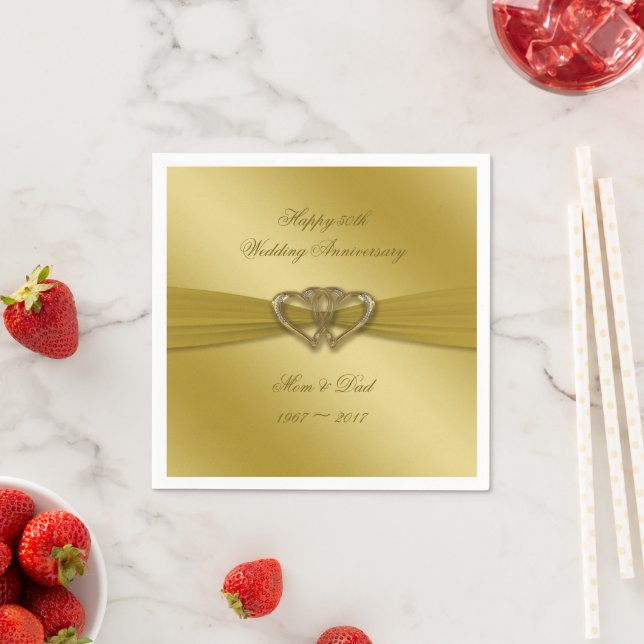 Serviette En Papier Papier classique Golden 50th Anniversary Napkins (En situation)
